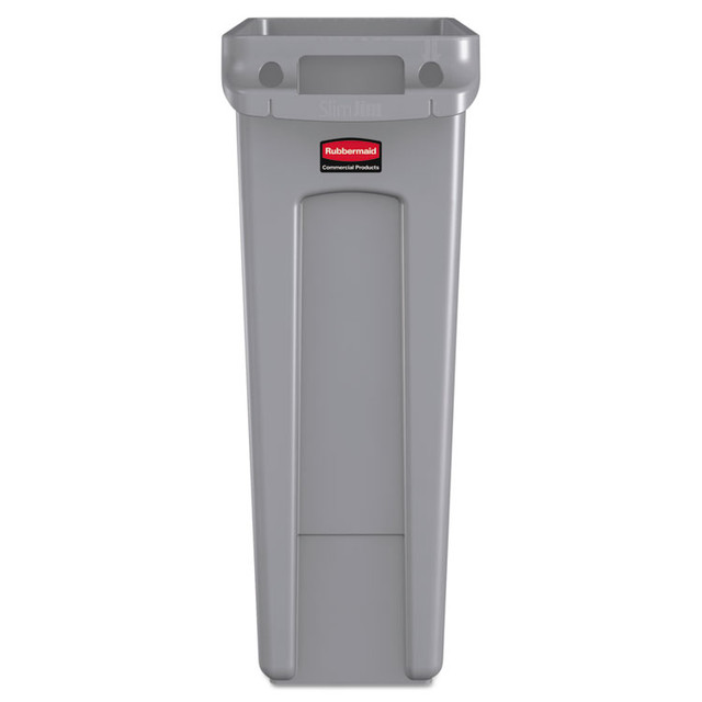 RUBBERMAID COMMERCIAL PROD. 354060GY Slim Jim with Venting Channels, 23 gal, Plastic, Gray