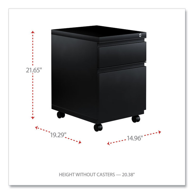 ALERA PBBFBL File Pedestal with Full-Length Pull, Left or Right, 2-Drawers: Box/File, Legal/Letter, Black, 14.96" x 19.29" x 21.65"