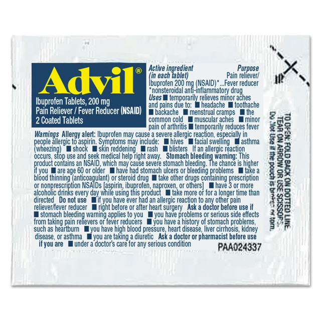 LIL DRUGSTORE PRODUCTS Advil® 58030 Ibuprofen Tablets, 200 mg, Refill Pack, Two Tablets/Packet, 30 Packets/Box