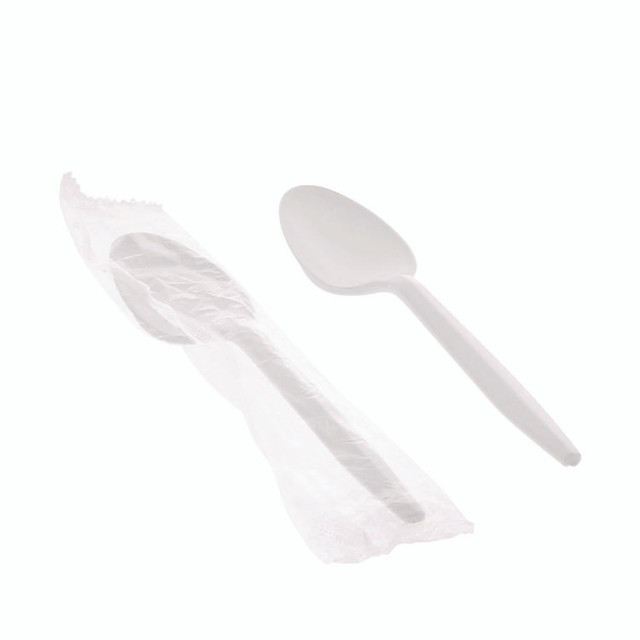 PACTIV EVERGREEN CORPORATION FKSWCH Fieldware Cutlery, Individually Wrapped, Mediumweight Spoon, Plastic, White, 1,000/Carton