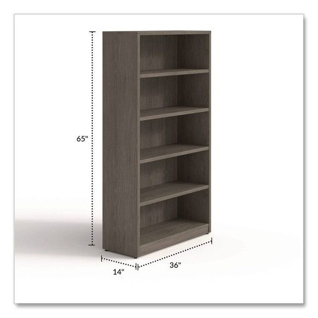ALERA SVBC6536WA Alera Seville Bookcase, Five-Shelf, 36w x 14d x 65h, Walnut