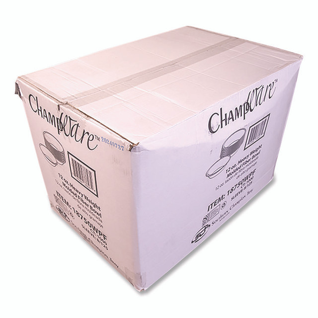 SOUTHERN CHAMPION TRAY SCT® 18750WPF ChampWare Molded Fiber Tableware, Bowl, 12 oz, White, 125/Sleeve, 8 Sleeves/Carton