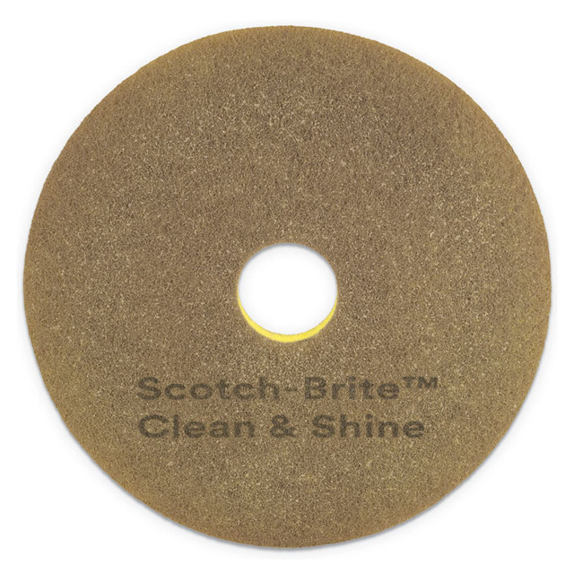 3M/COMMERCIAL TAPE DIV. Scotch-Brite™ 09541 Clean and Shine Pad, 20" Diameter, Brown/Yellow, 5/Carton