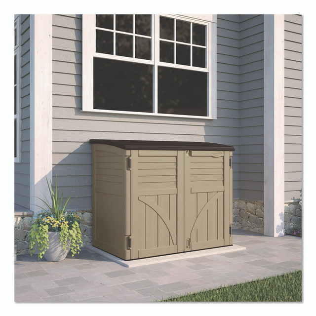 SUNCAST CORPORATION BMS3400X Horizontal Storage Shed, 4 ft 5" x 2 ft 8.5" x 3 ft 9.5", Sand/Slate