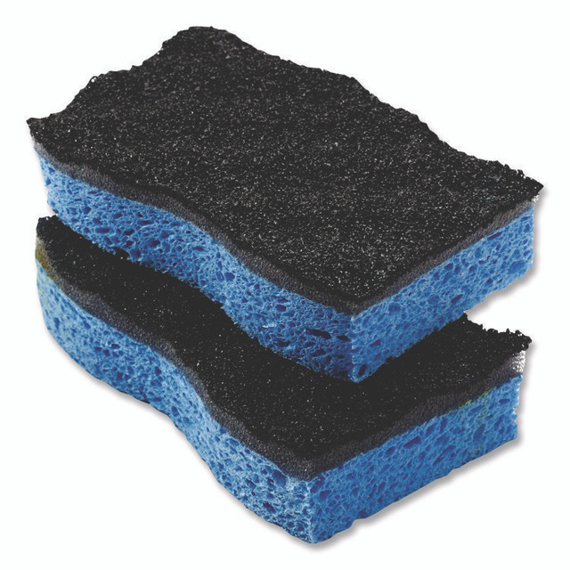FREUDENBERG HOUSEHOLD PRODUCTS O-Cedar® 148377PK Scrunge Heavy-Duty Sponge, 2.63 x 4.25, 1" Thick, Black/Blue, 2/Pack