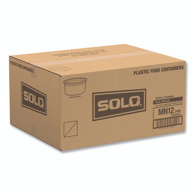 DART MN12-0100 MicroGourmet Food Containers, 12 oz, 4.68" Diameter x 2.25"h, Clear, Plastic, 500/Carton