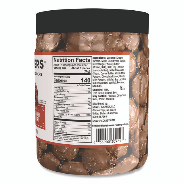 MORLEY CANDY MAKERS INC Sanders® MRY30971 Small Batch wonders Sea Salt Caramel Pecan Clusters, 18 oz Tub
