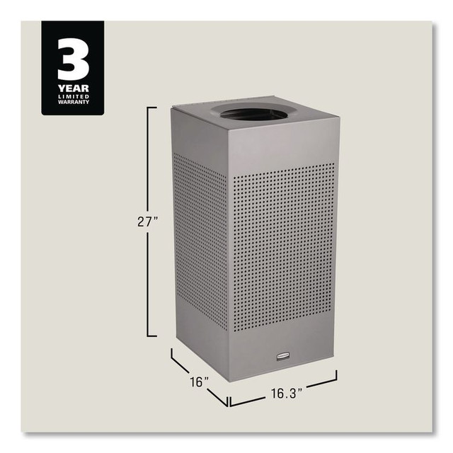 RUBBERMAID COMMERCIAL PROD. SC14EPLSM Designer Line Silhouettes Waste Receptacle, 16 gal, Steel, Silver Metallic