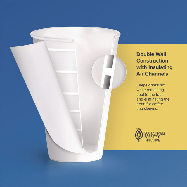 DART SOLO® DWTG12W Thermoguard Insulated Paper Hot Cups, 12 oz, White Sustainable Forest Design, 600/Carton