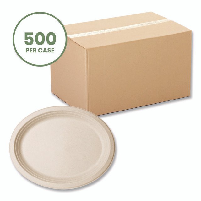 VEGWARE VWP009NFA Nourish Molded Fiber Tableware, Compostable, Platter, Sugarcane, 8 x 10, White, 500/Carton