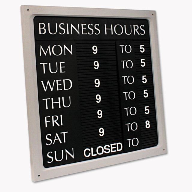 CONSOLIDATED STAMP COSCO 098221 Message/Business Hours Sign, 15 x 20.5, Black/Red