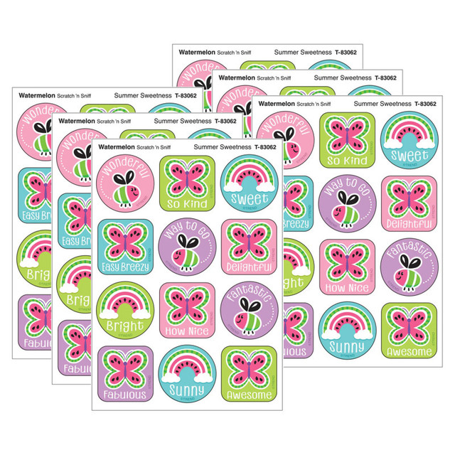 TREND ENTERPRISES INC. TREND Summer Sweetness, Watermelon Scent Scratch 'n Sniff Stinky Stickers®, 48 Per Pack, 6 Packs