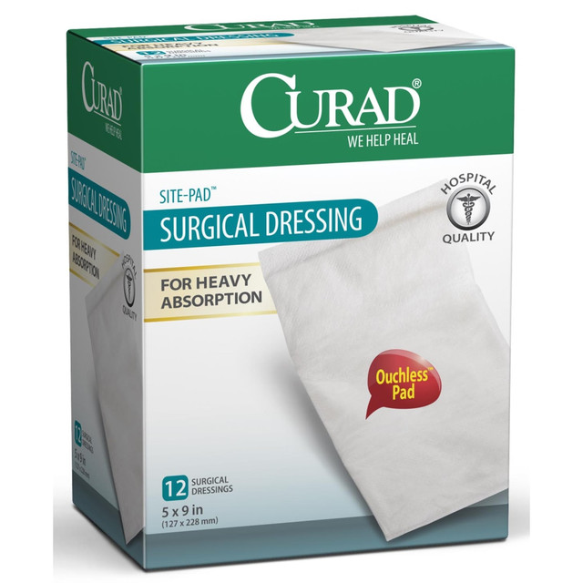 MEDLINE INDUSTRIES, INC. CUR21450NRB CURAD Sterile Sitepads, 5in x 9in, White, 12 Pads Per Box, Case Of 12 Boxes