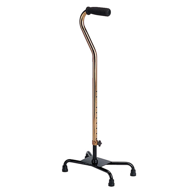 MEDLINE INDUSTRIES, INC. MDS86228BRZ Medline Adjustable Foam Handle Aluminum Quad Cane, 29in - 38inH x 8inW x 12inD, Bronze