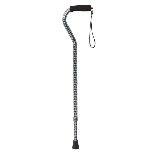 MEDLINE INDUSTRIES, INC. MDS86420HT Medline Adjustable Aluminum Offset-Handle Cane, 29in - 38in, Houndstooth