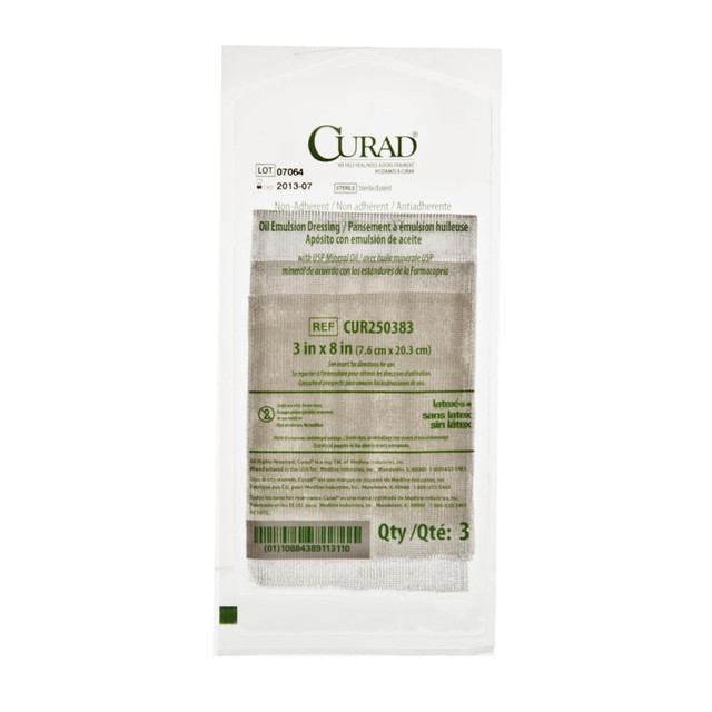 MEDLINE INDUSTRIES, INC. CUR250383 CURAD Sterile Oil Emulsion Non-Adherent Gauze, 3in x 8in, White, Pack Of 648 MEDLINE INDUSTRIES, INC. CUR250383 CURAD Sterile Oil Emulsion Non-Adherent Gauze, 3in x 8in, White, Pack Of 648