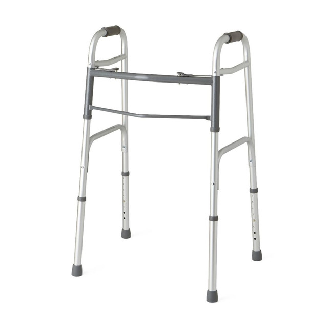 MEDLINE INDUSTRIES, INC. MDS864104 Medline Deluxe Adjustable Aluminum/Steel Folding Walker, 25in - 32inH, 300-Lb Capacity MEDLINE INDUSTRIES, INC. MDS864104 Medline Deluxe Adjustable Aluminum/Steel Folding Walker, 25in - 32inH, 300-Lb Capacity