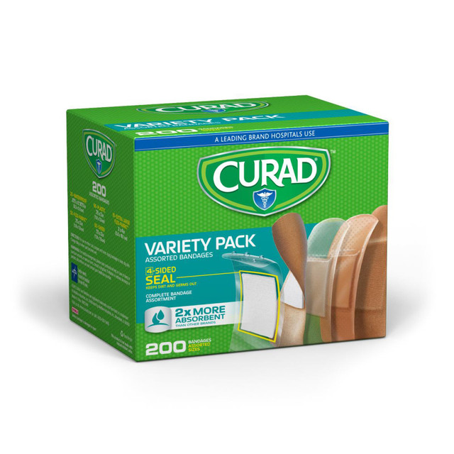 MEDLINE INDUSTRIES, INC. CUR0800RB CURAD Bandage Variety Packs, Assorted Sizes, Tan, Case Of 24