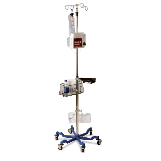 MEDLINE INDUSTRIES, INC. MDS80600 Medline 6-Leg Heavy-Duty IV Poles, 99 1/2in, Blue/Stainless Steel, Pack Of 2