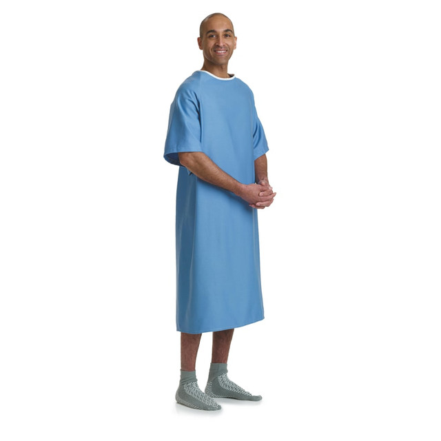 MEDLINE INDUSTRIES, INC. MDTPG5RTSHYP Medline Hyperbaric Patient Gowns, 63in, Blue, Pack Of 12