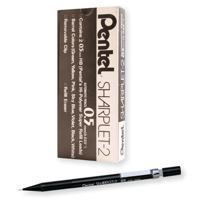 PENTEL OF AMERICA, LTD. A125-A Pentel Sharplet-2 Automatic Pencil, 0.5 mm, Black, Pack Of 12