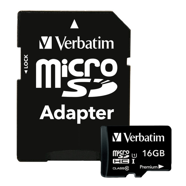 VERBATIM AMERICAS LLC 44082 Verbatim 16GB Premium microSDHC Memory Card with Adapter, UHS-I V10 U1 Class 10 - 16GB VERBATIM AMERICAS LLC 44082 Verbatim 16GB Premium microSDHC Memory Card with Adapter, UHS-I V10 U1 Class 10 - 16GB