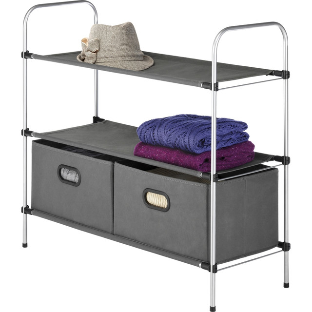 WHITMOR, INC. 6779-4464 Whitmor Storage Rack - 2 Drawer(s) - 3 Tier(s) - 12in Height x 28.6in Width31.6in Length - Floor - Breathable - Gray - Metal, Fabric WHITMOR, INC. 6779-4464 Whitmor Storage Rack - 2 Drawer(s) - 3 Tier(s) - 12in Height x 28.6in Width31.6in Length - Floor - Breathable - Gray - Metal, Fabric