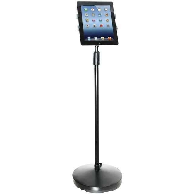 Designed for 7in to 10in tablets (sold separately)  Height adjusts between 37in and 58in for comfortable viewing  Tiltable construction displays tablet in portrait or landscape orientations  Weighted base prevents tipping for safe handling  Adjustable design lets you display tablet in optimum position