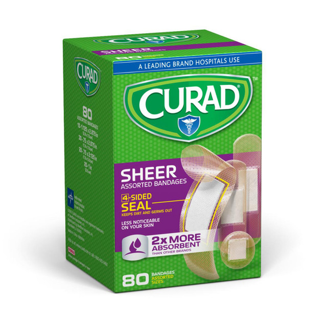 MEDLINE INDUSTRIES, INC. CUR45243RB CURAD Sheer Adhesive Bandages, Assorted Sizes, Case Of 24