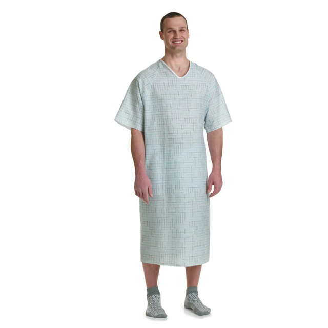 MEDLINE INDUSTRIES, INC. MDTPG4RTSSPB Medline Angle Back And Tie-Side Print Gowns, Spectrum Blue, Pack Of 12 MEDLINE INDUSTRIES, INC. MDTPG4RTSSPB Medline Angle Back And Tie-Side Print Gowns, Spectrum Blue, Pack Of 12