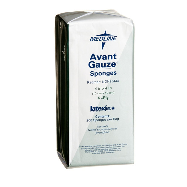 MEDLINE INDUSTRIES, INC. NON25444 Medline Avant Gauze Nonwoven Nonsterile Sponges, 4in x 4in, White, Case Of 2,000 MEDLINE INDUSTRIES, INC. NON25444 Medline Avant Gauze Nonwoven Nonsterile Sponges, 4in x 4in, White, Case Of 2,000