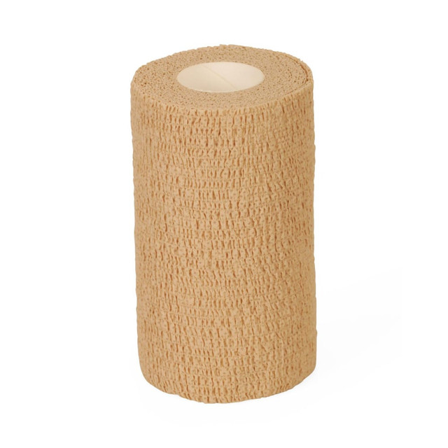 MEDLINE INDUSTRIES, INC. PRM086006 Medline Caring Non-Sterile Latex Self-Adherent Wraps, 6in x 5 Yd., Tan, Pack Of 12