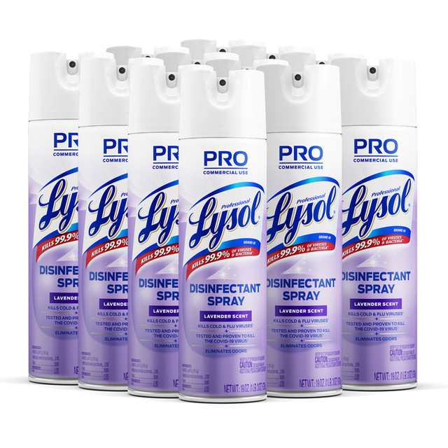 RECKITT BENCKISER 89097CT Lysol Professional Disinfectant Spray, 19 Oz, Lavender Scent, Box Of 12 Bottles
