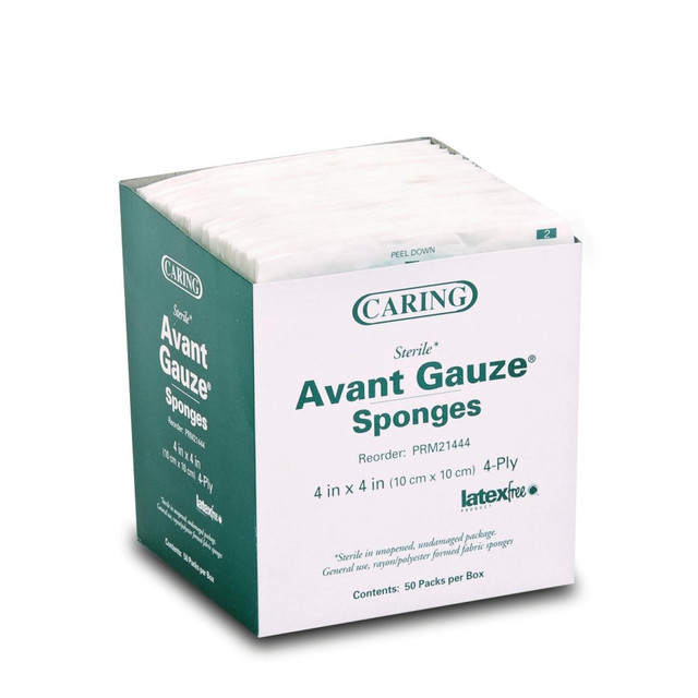MEDLINE INDUSTRIES, INC. PRM21444 Medline Caring Nonwoven Sterile Gauze Sponges, 4in x 4in, White, 50 Sponges Per Pack, Case Of 12 Packs MEDLINE INDUSTRIES, INC. PRM21444 Medline Caring Nonwoven Sterile Gauze Sponges, 4in x 4in, White, 50 Sponges Per Pack, Case Of 12 Packs