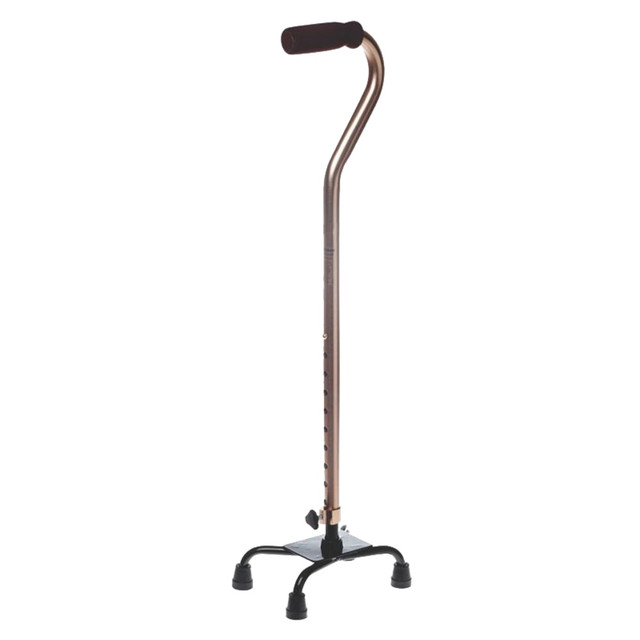MEDLINE INDUSTRIES, INC. MDS86222BRZH Medline Adjustable Foam Handle Aluminum Quad Cane, 29in - 38inH x 6inW x 8inD, Bronze MEDLINE INDUSTRIES, INC. MDS86222BRZH Medline Adjustable Foam Handle Aluminum Quad Cane, 29in - 38inH x 6inW x 8inD, Bronze