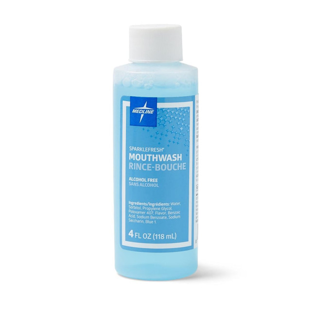 MEDLINE INDUSTRIES, INC. CTR000413 Medline SparkleFresh Alcohol-Free Mouthwash, 4 Oz, Pack Of 60 MEDLINE INDUSTRIES, INC. CTR000413 Medline SparkleFresh Alcohol-Free Mouthwash, 4 Oz, Pack Of 60