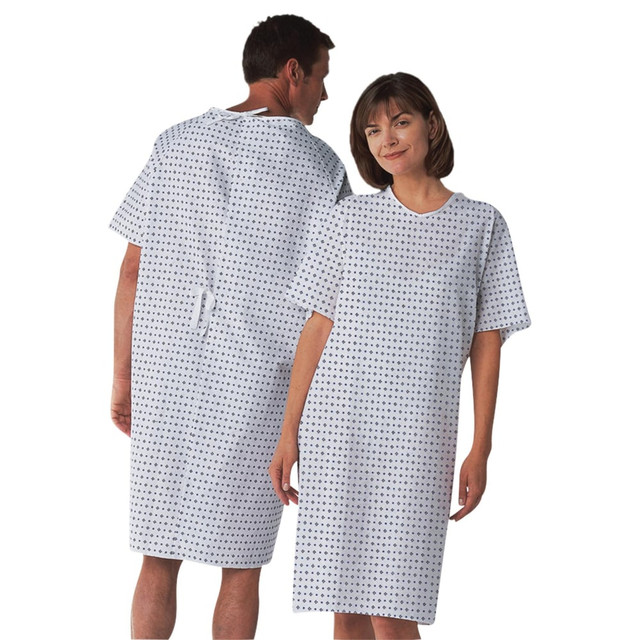 MEDLINE INDUSTRIES, INC. MDTPG3ROLDEM Medline Overlap Back Patient Gowns, 54in, Demure, Pack Of 12 MEDLINE INDUSTRIES, INC. MDTPG3ROLDEM Medline Overlap Back Patient Gowns, 54in, Demure, Pack Of 12