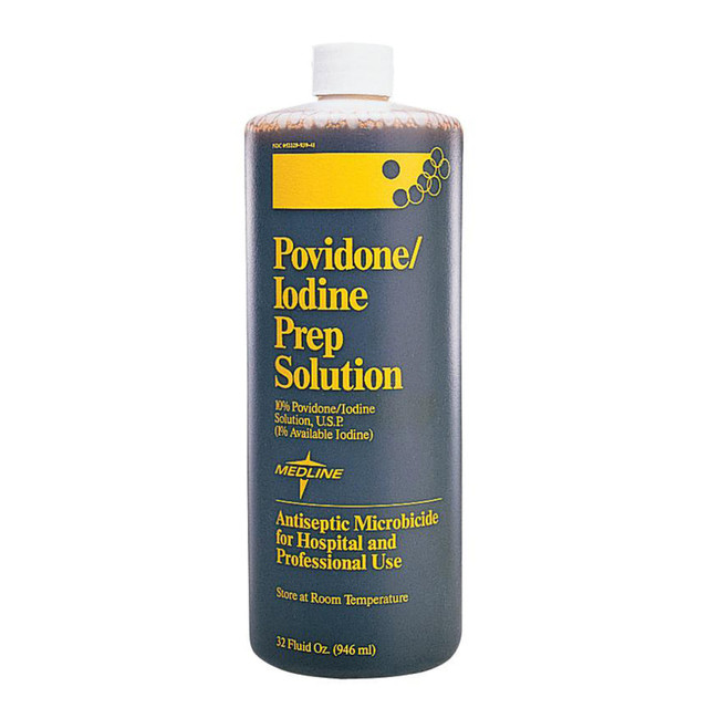 MEDLINE INDUSTRIES, INC. MDS093941 Medline Povidone Iodine Prep Solutions, 32 Oz, Pack Of 12 MEDLINE INDUSTRIES, INC. MDS093941 Medline Povidone Iodine Prep Solutions, 32 Oz, Pack Of 12