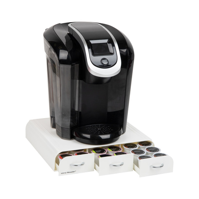 EMS MIND READER LLC TRAY6-WHT Mind Reader Single Serve Coffee Pod Organizer with 3 Drawers 12-1/4inL x 13-1/2inW x 2-1/2inH, Black EMS MIND READER LLC TRAY6-WHT Mind Reader Single Serve Coffee Pod Organizer with 3 Drawers 12-1/4inL x 13-1/2inW x 2-1/2inH, Black
