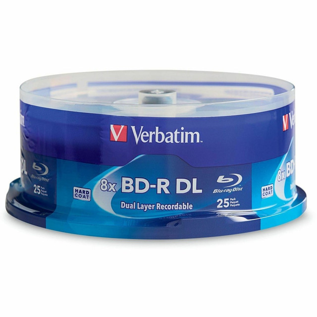 VERBATIM AMERICAS LLC 98356 Verbatim BD-R DL 50GB 8X Verbatim, Hard Coat, 25pk Spindle - 25pk Spindle