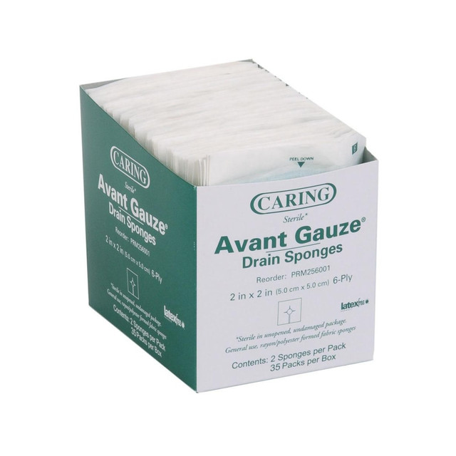 MEDLINE INDUSTRIES, INC. PRM256001 Medline Caring Nonwoven Sterile Drain Sponges, 2in x 2in, Case Of 1,400