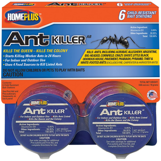 PIC CORPORATION AT-6ABMETAL Home Plus Ant Killer Bait Stations With Abamectin B1, 4 Oz, Blue, Pack Of 6 Stations