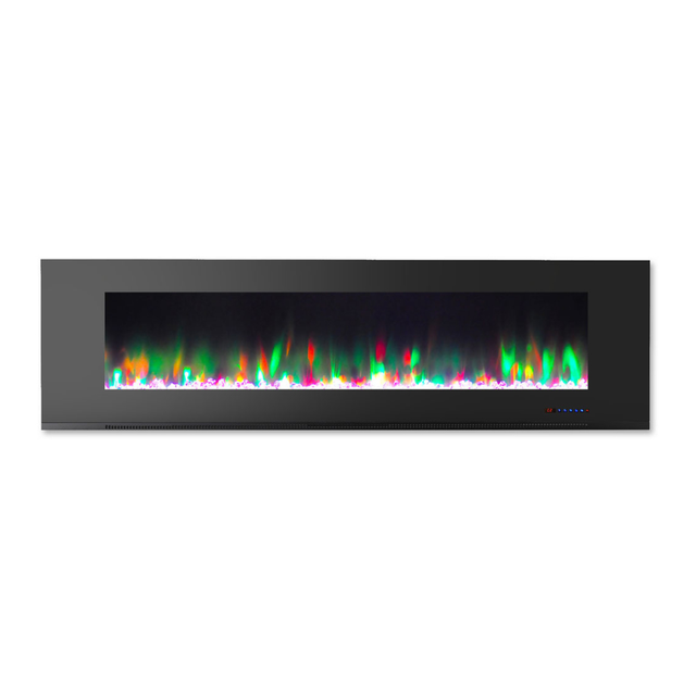 CANON USA, INC. CAM72WMEF-1BLK Cambridge Wall-Mount Electric Fireplace With Multicolor Flame And Crystal Rock Display, 72in, Black