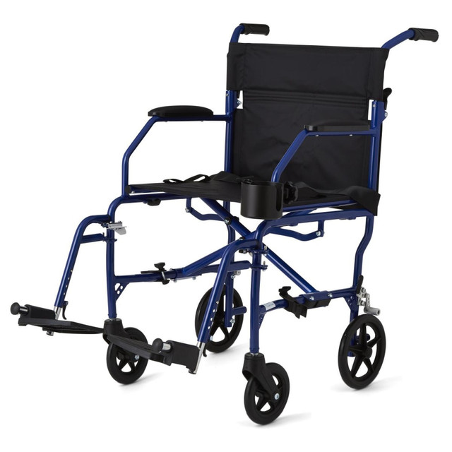 MEDLINE INDUSTRIES, INC. MDS808200F3B Medline Ultralight Transport Chair, Blue