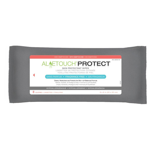 MEDLINE INDUSTRIES, INC. MSC095228 Medline Aloetouch PROTECT Dimethicone Skin Protectant Wipes, 8 Wipes Per Pack, Case Of 30 Packs