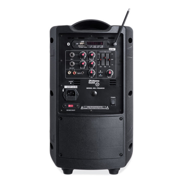 NATIONAL PUBLIC SEATING Oklahoma Sound® PRA8000PRA86 Wireless PA System with Wireless Tie Clip Microphone, 40 W, Black
