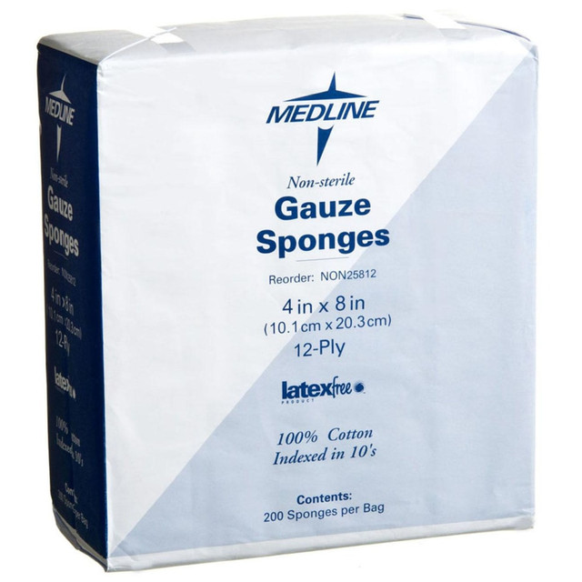 MEDLINE INDUSTRIES, INC. NON25812 Medline Woven Nonsterile Gauze Sponges, 8in x 4in, White, Case Of 2,000