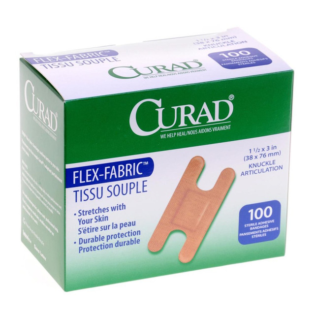MEDLINE INDUSTRIES, INC. NON25510 CURAD Flex-Fabric Adhesive Bandages, Knuckle, 1 1/2in x 3in, Tan, Pack Of 1,200 MEDLINE INDUSTRIES, INC. NON25510 CURAD Flex-Fabric Adhesive Bandages, Knuckle, 1 1/2in x 3in, Tan, Pack Of 1,200