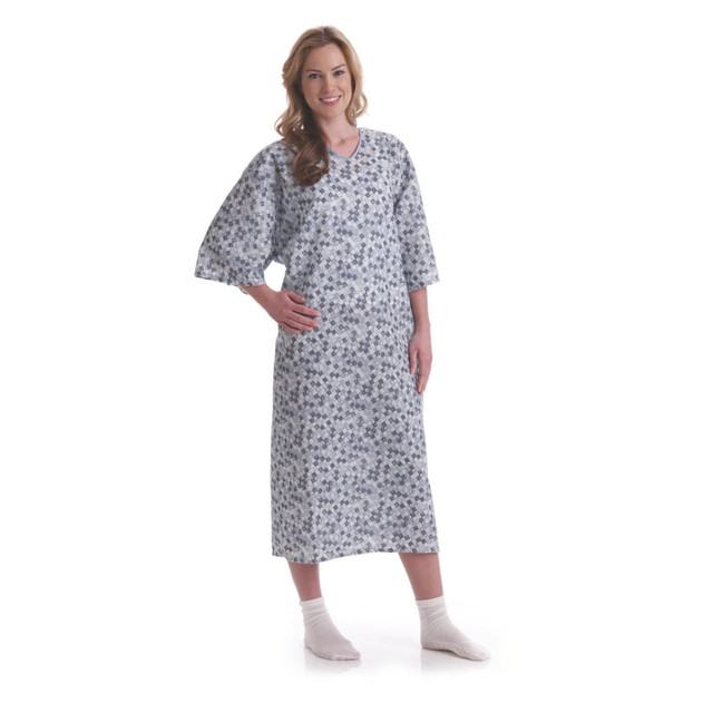 MEDLINE INDUSTRIES, INC. MDTOG7RTSRTB Medline PerforMAX Patient Gowns, 3X, Royale 2-Tone Blue, Pack Of 12 MEDLINE INDUSTRIES, INC. MDTOG7RTSRTB Medline PerforMAX Patient Gowns, 3X, Royale 2-Tone Blue, Pack Of 12