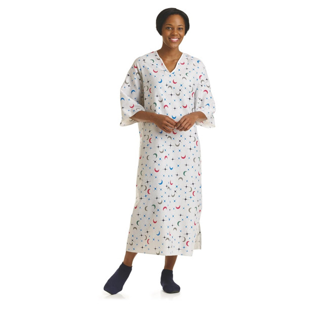 MEDLINE INDUSTRIES, INC. MDTPG5RTSLUN Medline Deluxe Cut Patient Gowns, 66in, Lunar, Pack Of 12 MEDLINE INDUSTRIES, INC. MDTPG5RTSLUN Medline Deluxe Cut Patient Gowns, 66in, Lunar, Pack Of 12